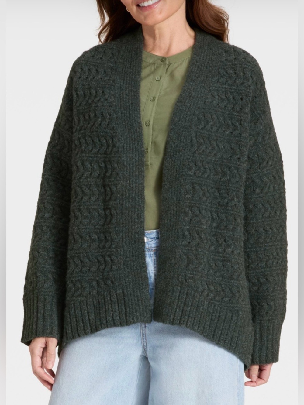 UNIVERSAL THREAD Open Stitch Cozy Cable Knit Cardigan Sweater Dark Gray XS/S